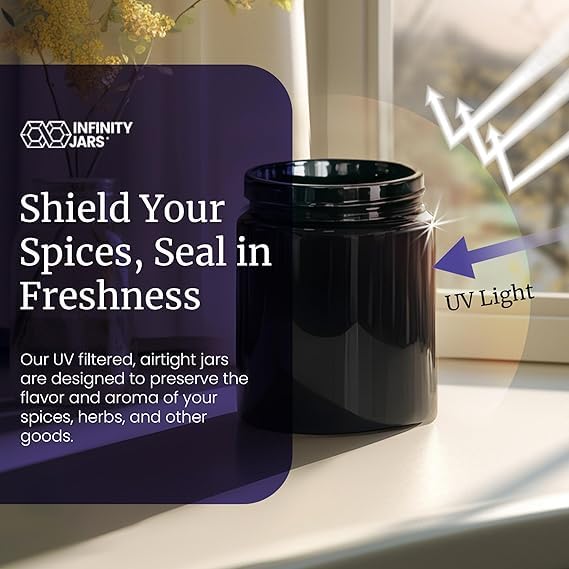 Infinity Jars Black Glass Airtight UV-Proof Containers for Coffee, Spices, Tea & Dried Goods